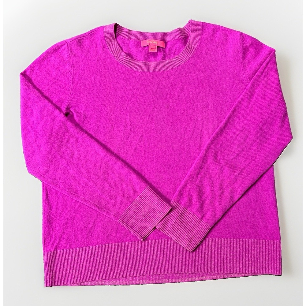 Lilly Pulitzer Purple Cashmere Wool Sweater Gold Glitter Detail - Size XL